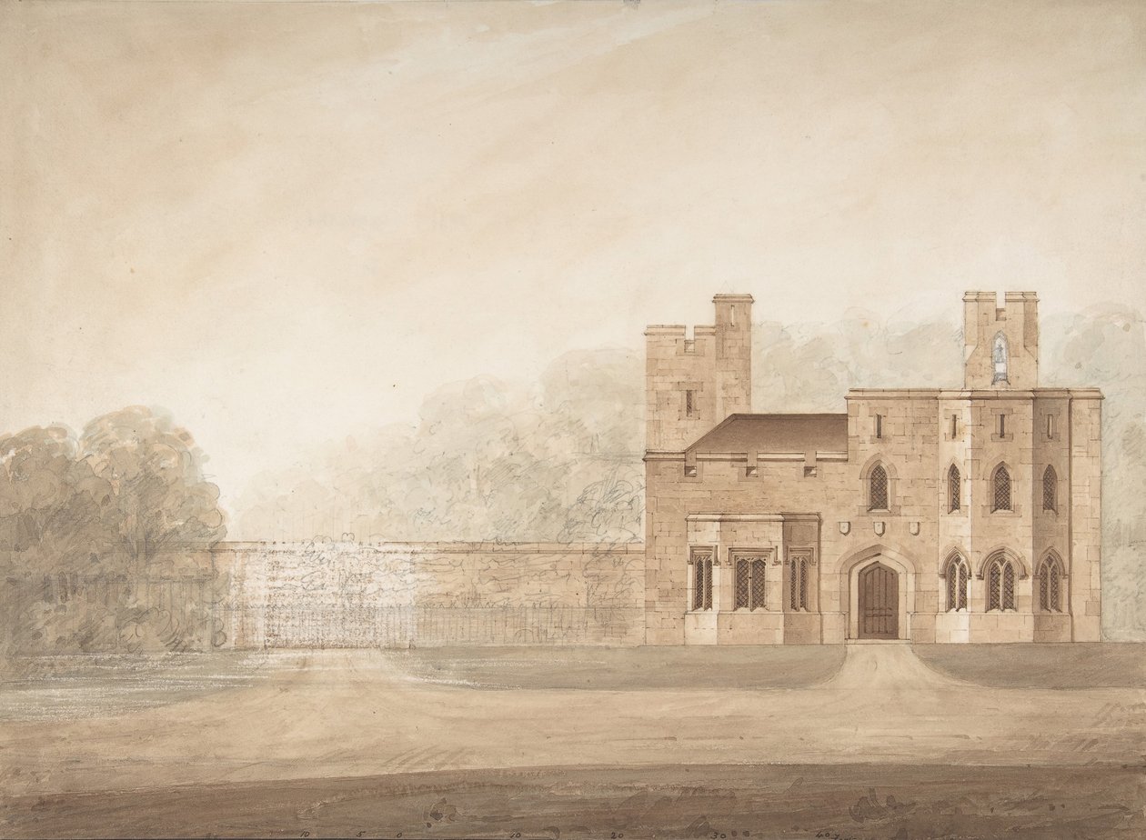 Projekt dla Bishopsgate Lodge, w zamku Windsor, Berkshire, ca. 1820-30. autorstwa Jeffry Wyatville