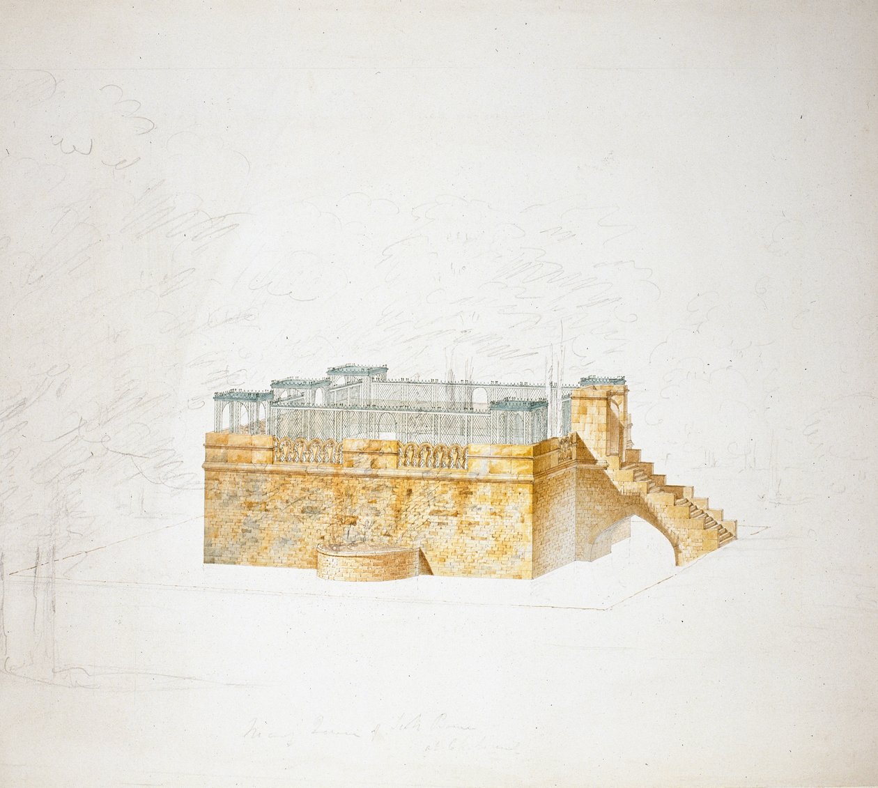 Altana Królowej Marii, Chatsworth (akwarela na papierze) autorstwa Jeffry Wyatville