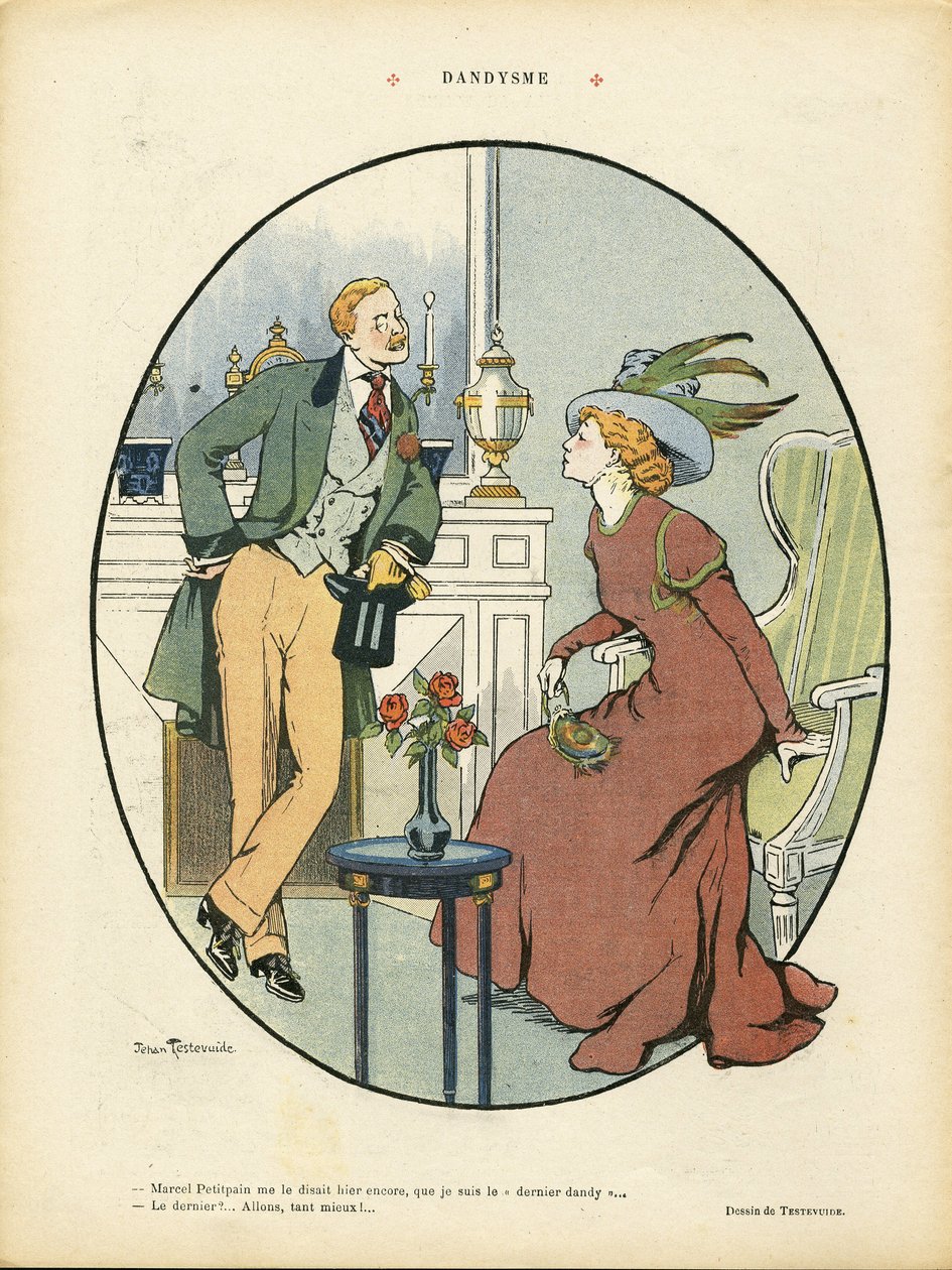 Ilustracja Jehana Testevuide (1873-1924) w Le Rire, 09.05.08 - Dandyism - Moda, Architektura wnętrz - Dandy autorstwa Jehan Testevuide