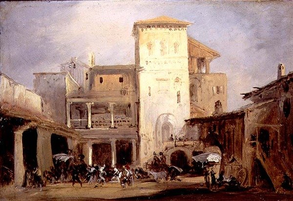 Dom Lorda Don Pedro w Alcala de Henares (olej na miedzi) autorstwa Jenaro Pérez Villaamil
