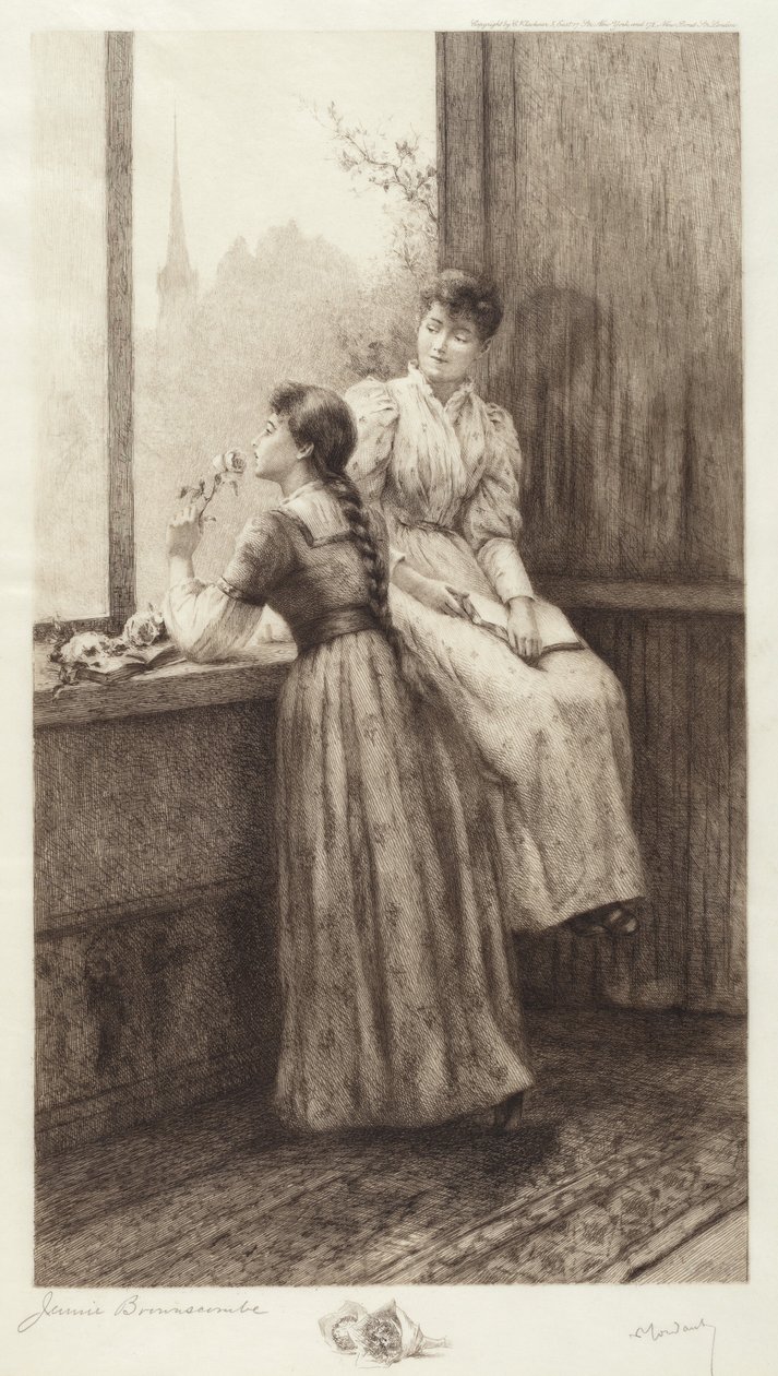 Bez tytułu (Dwie dziewczyny przy oknie) autorstwa Jennie Augusta Brownscombe