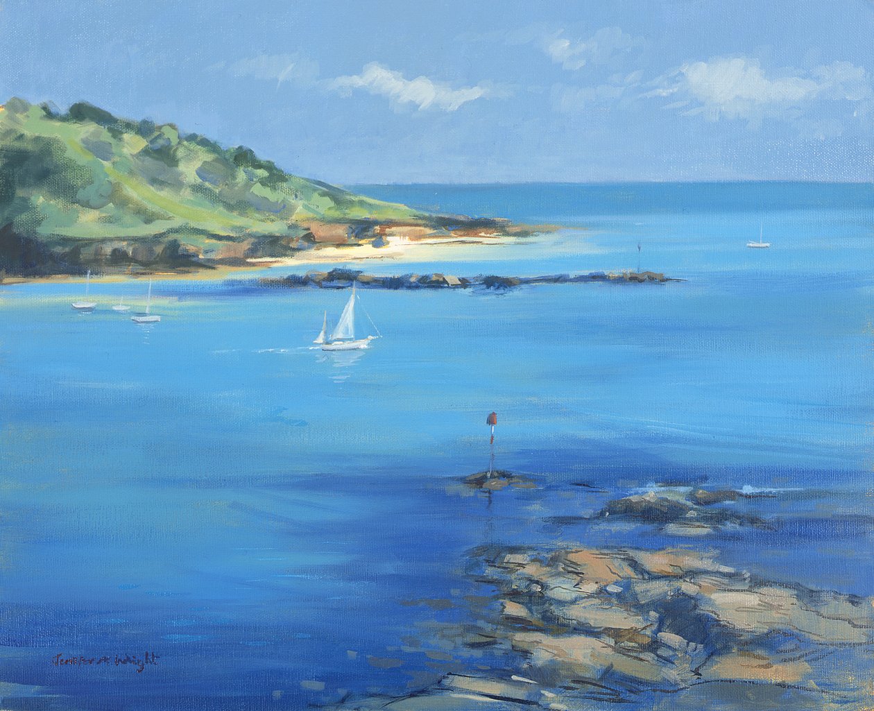 Wypłynięcie z Salcombe, 2000 autorstwa Jennifer Wright