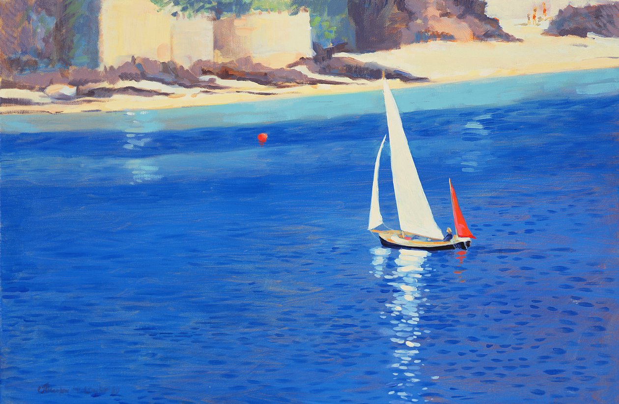 Salcombe - Yawl w pobliżu Millbay, 1999 r. autorstwa Jennifer Wright