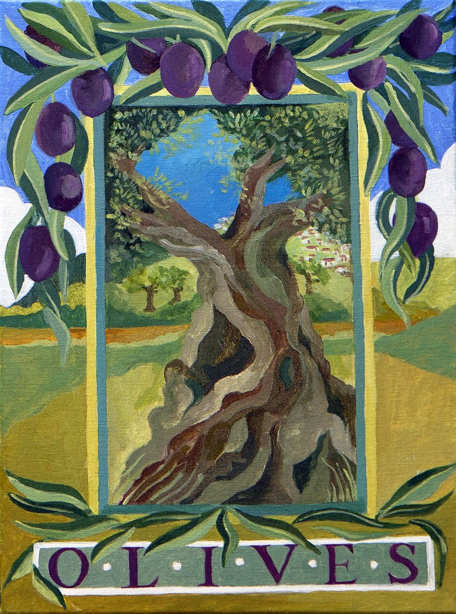 Czarne oliwki, 2014 (akryl na płótnie) autorstwa Jennifer Abbott