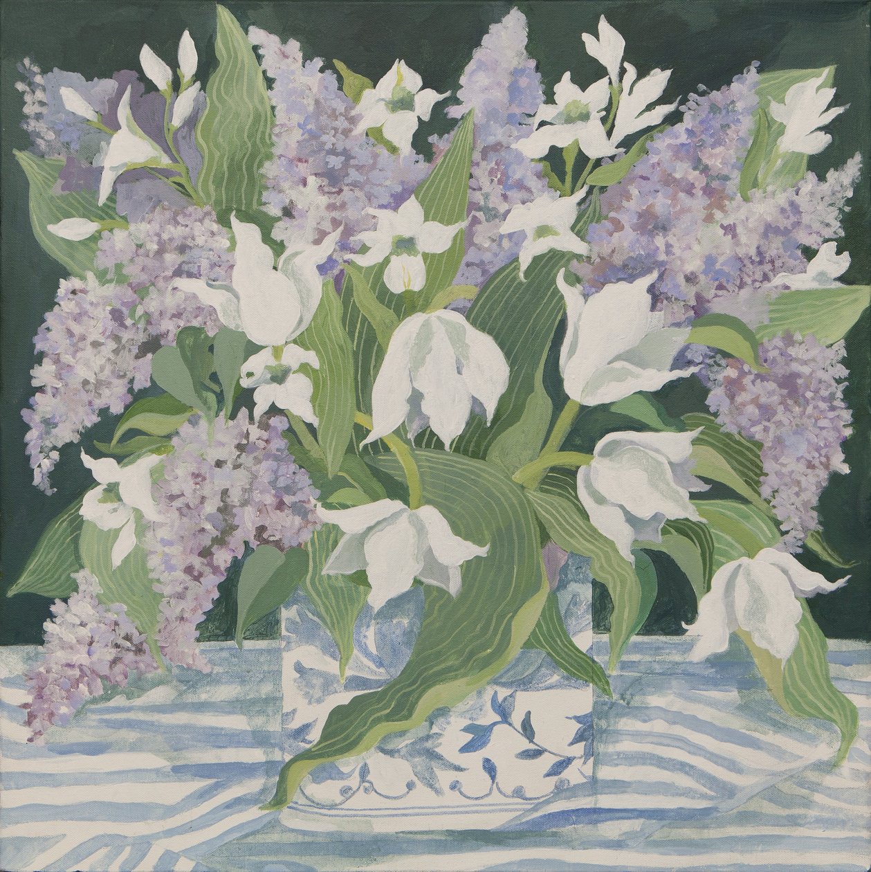 Lilak i tulipany (akryl) autorstwa Jennifer Abbott