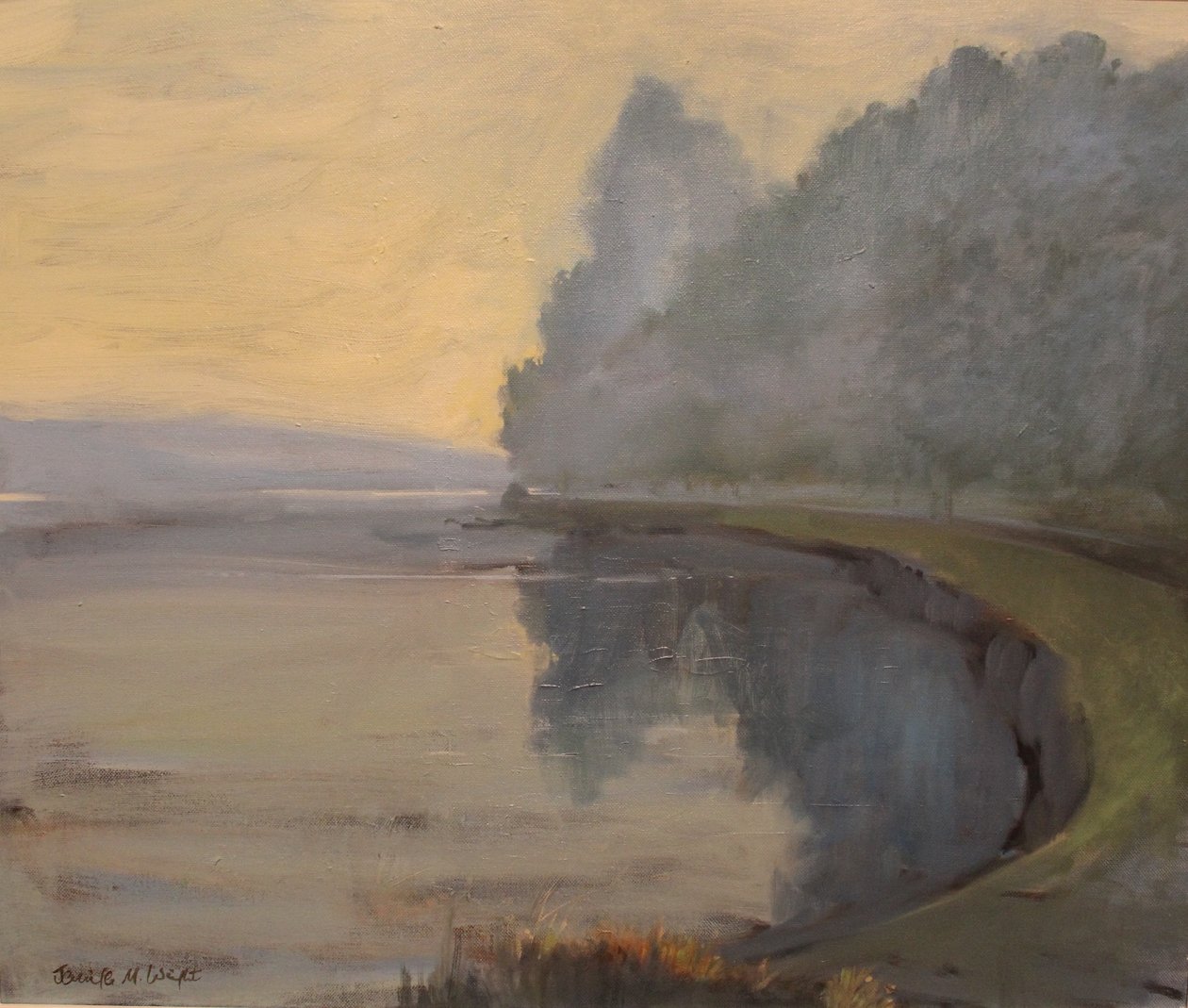 Batson Creek Salcombe , wczesny poranek , olej na płótnie , 2016 autorstwa Jennifer Wright