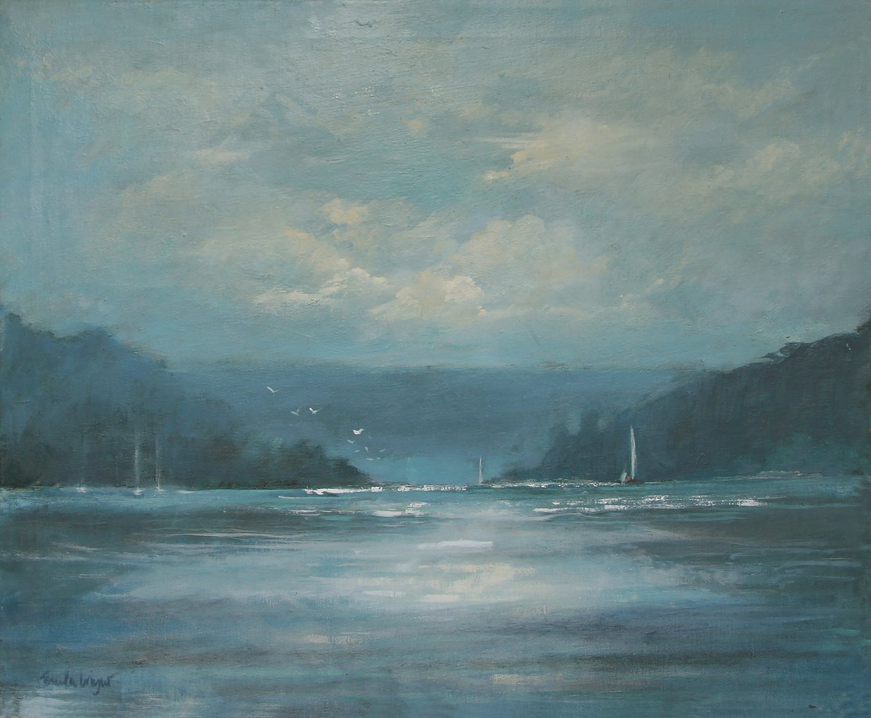 Salcombe Late Afternoon (olej na płótnie) autorstwa Jennifer Wright