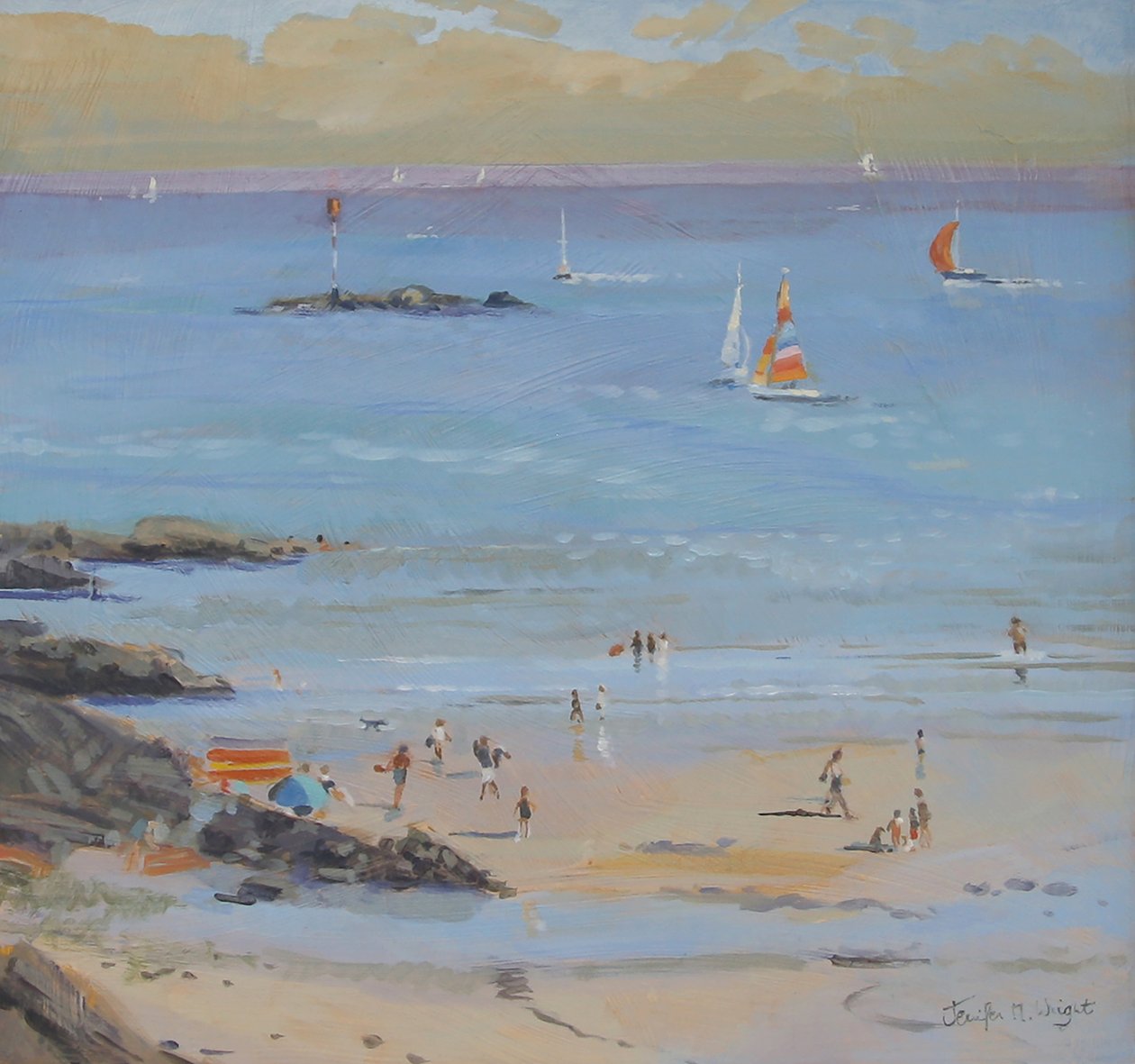 Salcombe Millbay Morning (olej na płótnie) autorstwa Jennifer Wright