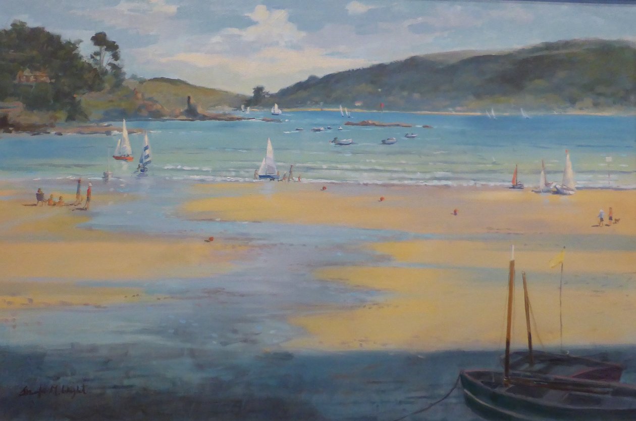 South Sands Beach , Salcombe . olej na płótnie , 2016 autorstwa Jennifer Wright