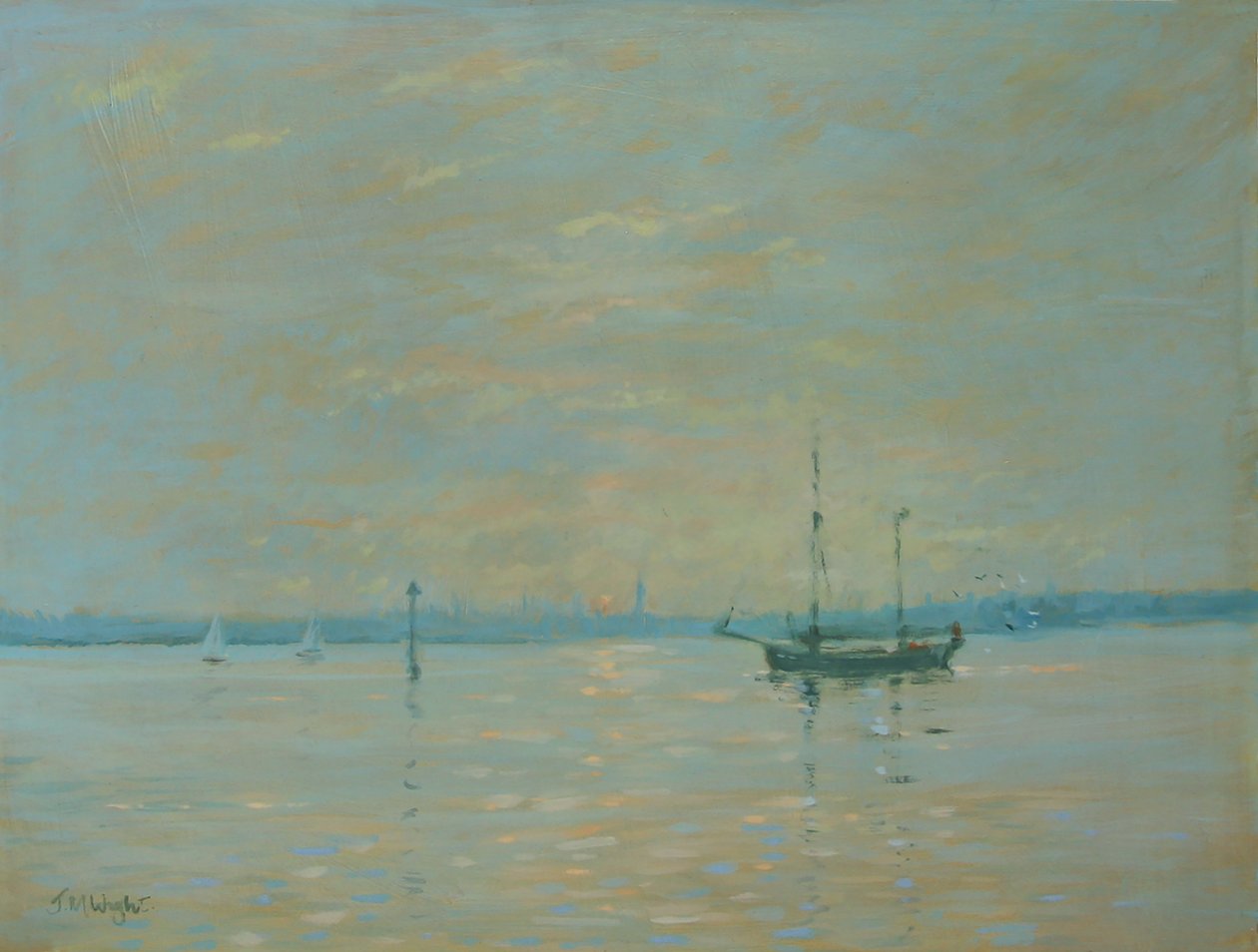 Zachód słońca w Southampton Water (olej na płótnie) autorstwa Jennifer Wright