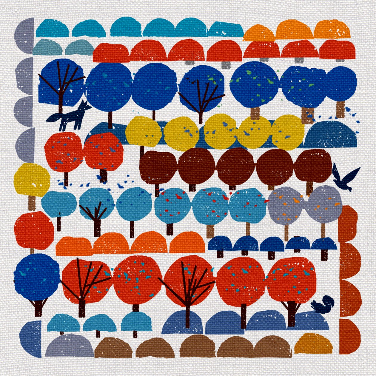 Village Trees, 2022 (technika mieszana) autorstwa Jenny Frean