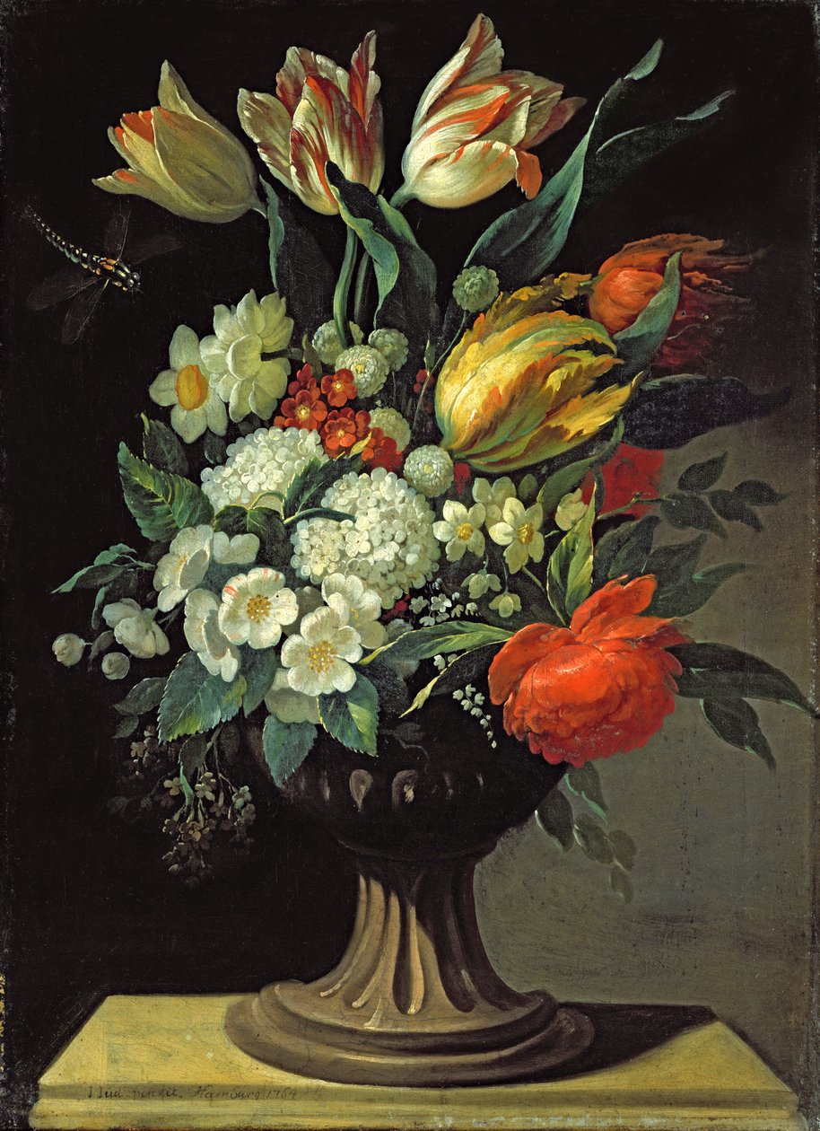 Martwa natura z kwiatami, 1764 autorstwa Jens Juel