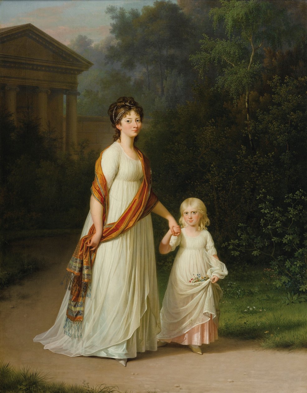 Marie Sophie Frederikke, księżniczka Danii i jej córka, księżniczka Karolina autorstwa Jens Juel