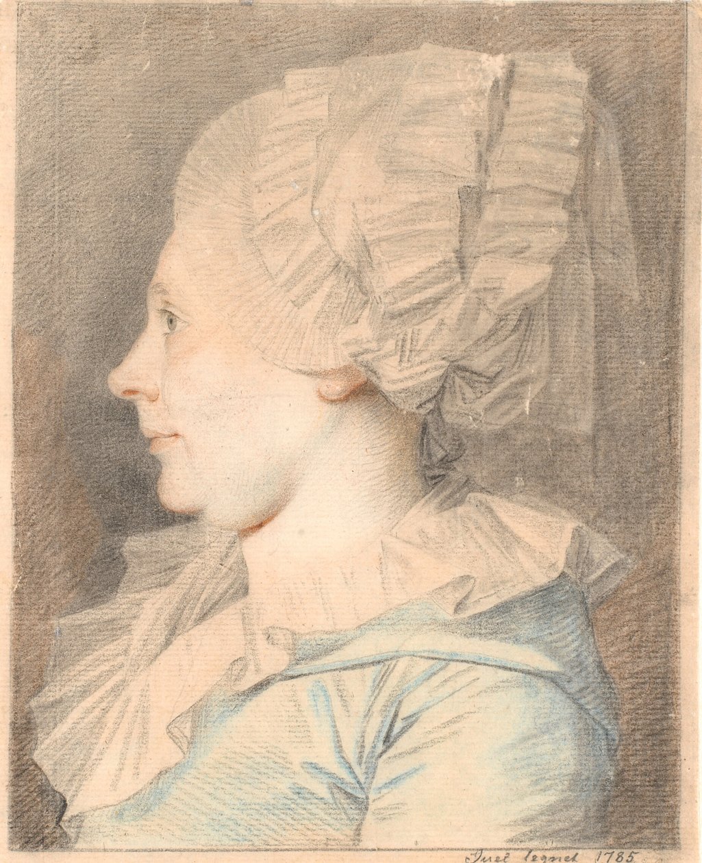 Portret Anne Cathrine Maaløe, urodzonej w Basse. Profil po lewej autorstwa Jens Juel