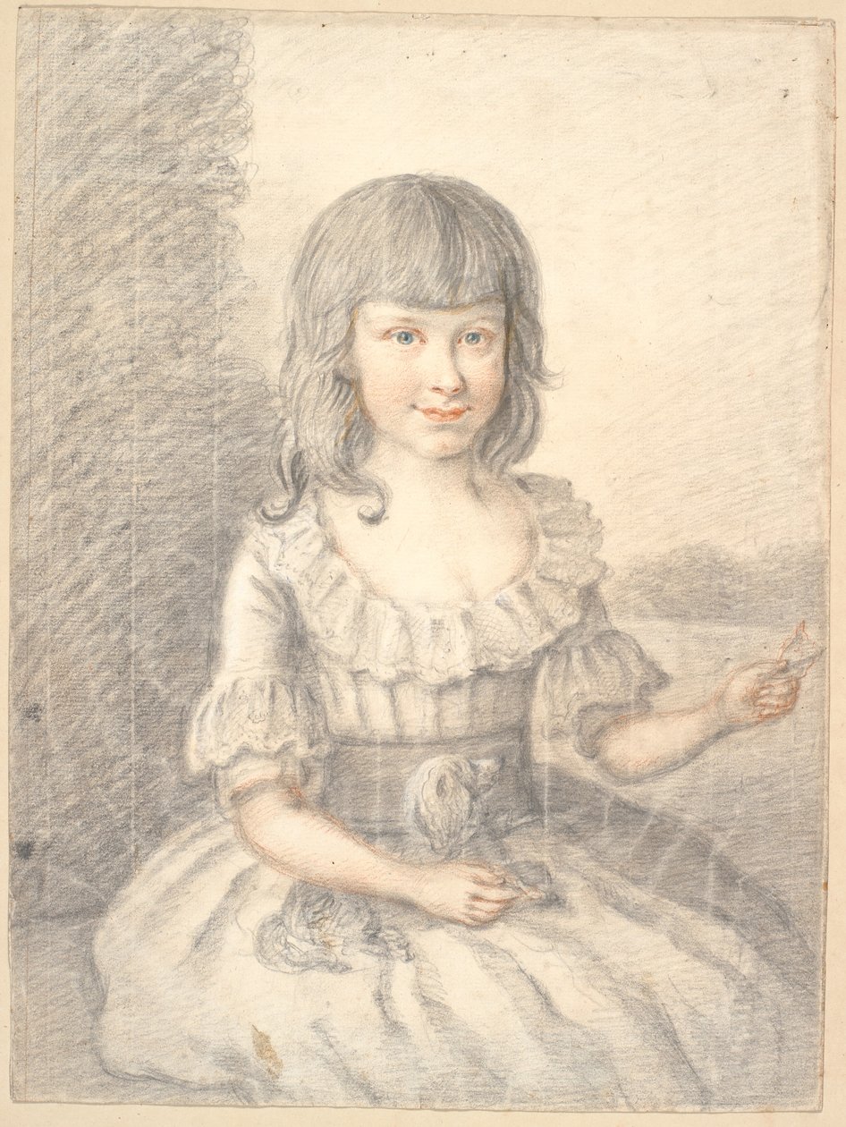 Portret dziewczynki z psem autorstwa Jens Juel