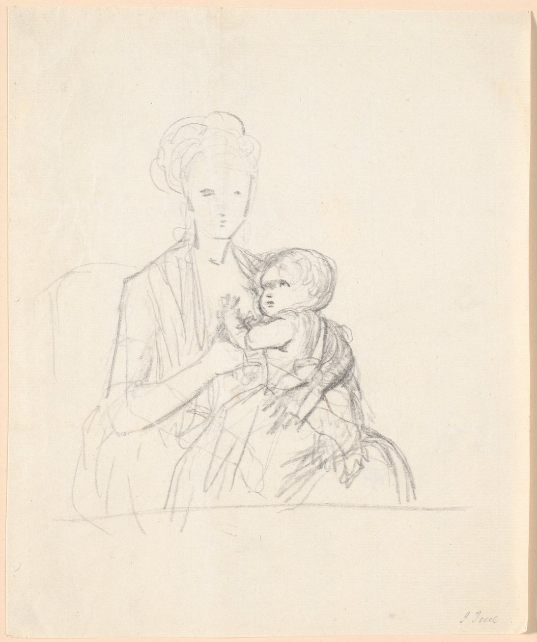 Projekt do portretu hrabiny Zofii Magdaleny Raben z domu von Qualen z najstarszym synem, ur. 1784 autorstwa Jens Juel