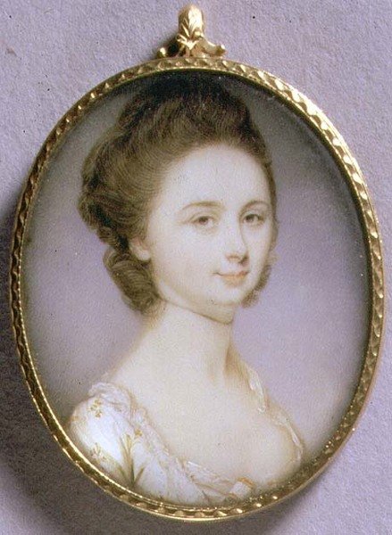 Portretowa Miniatura Damy w Białej Sukni, ok. 1780-85 (akwarela na kości słoniowej) autorstwa Jeremiah Meyer