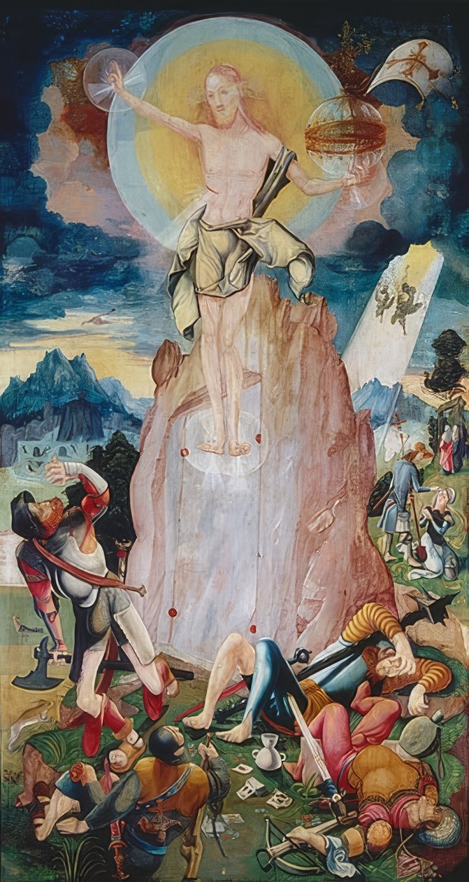 Zmartwychwstanie Chrystusa (prawe skrzydło Ołtarza Herrenberga). 1519 autorstwa Jerg Ratgeb