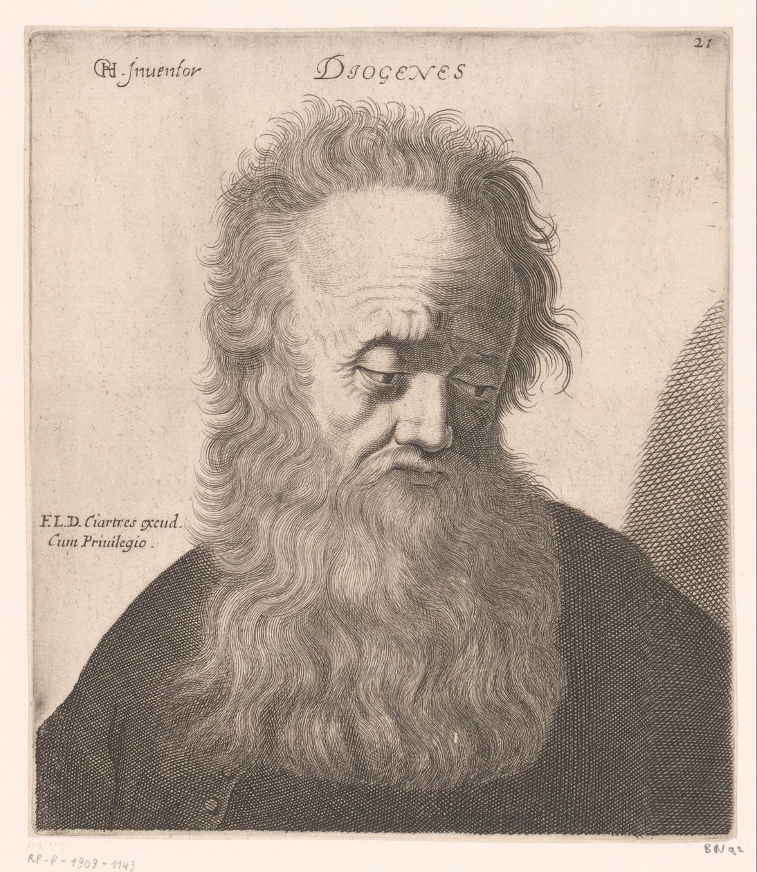 Portret Diogenesa z Synopy Diogenes (tytuł na obiekcie) Popiersia filozofów i królów (tytuł serii) autorstwa Jerôme David (attributed to)