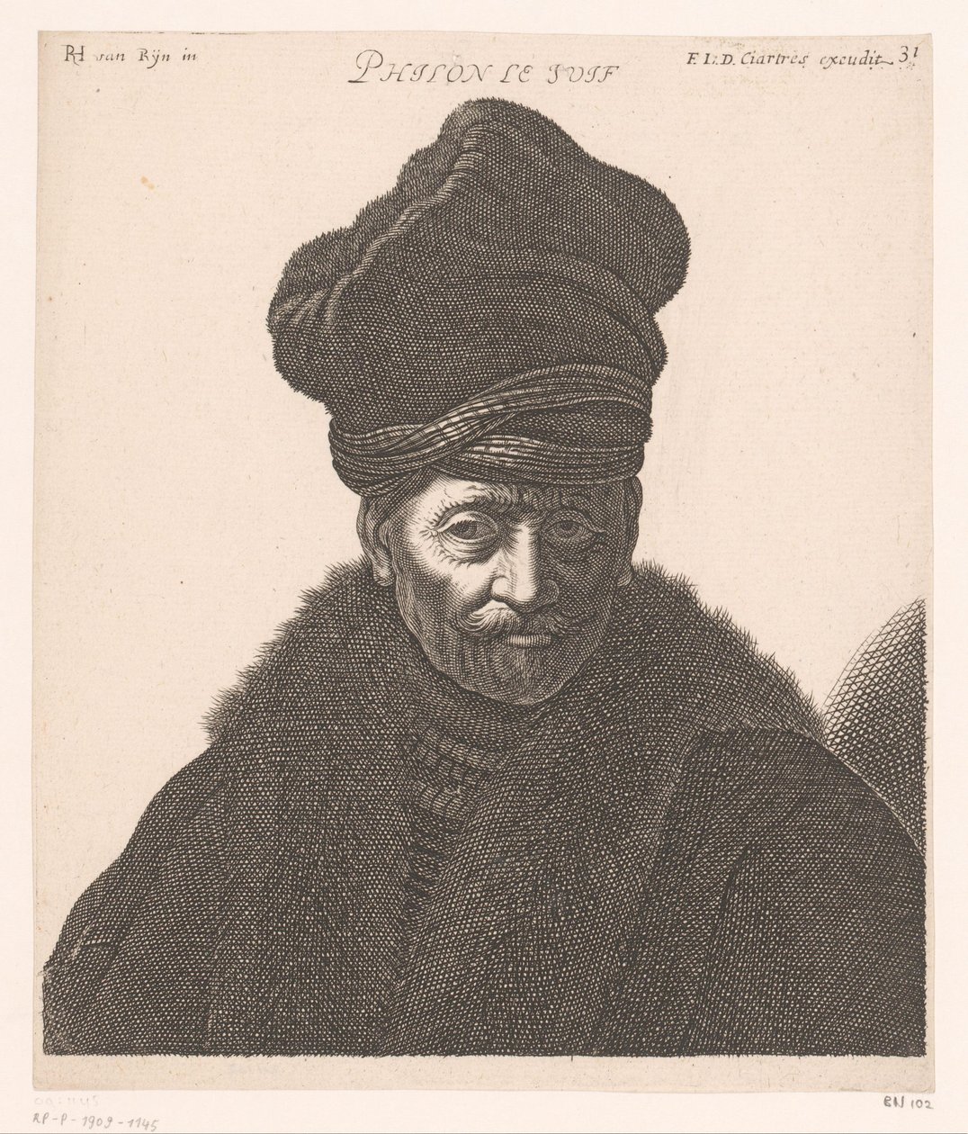 Portret Filona z Aleksandrii Philon le Juif (tytuł na obiekcie) Popiersia filozofów i królów (tytuł serii) autorstwa Jerôme David (attributed to)