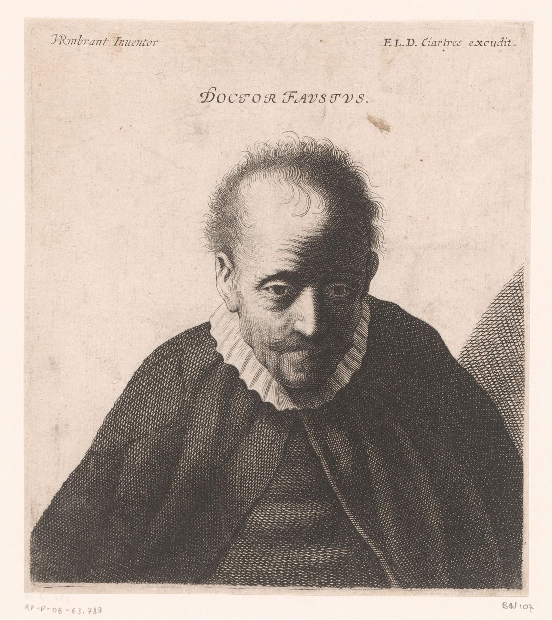 Portret doktora Fausta Doktor Faust. (tytuł na obiekcie) Popiersia filozofów i królów (tytuł serii) autorstwa Jerôme David (attributed to)