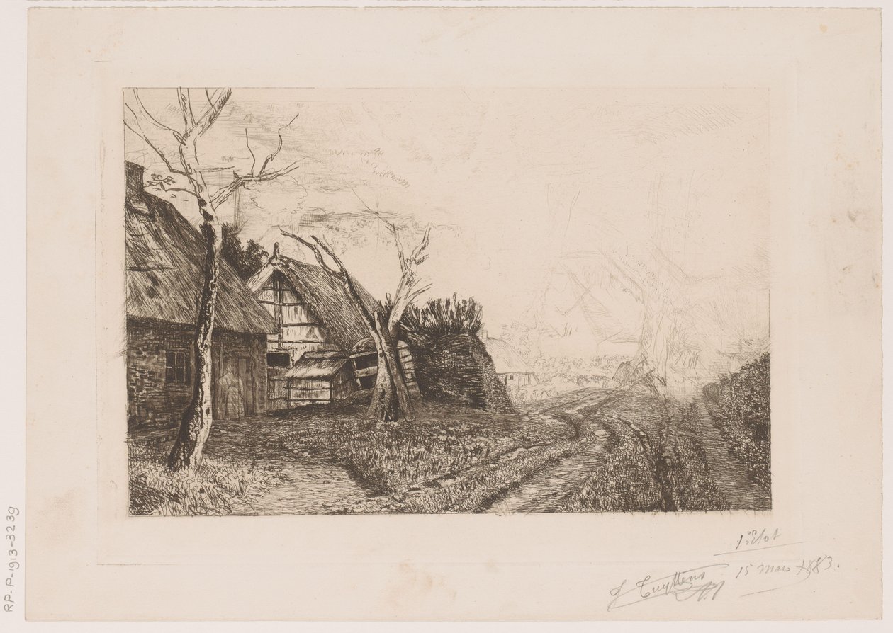 Krajobraz z farmami i młynem autorstwa Jerôme Tuyttens (signed by artist)