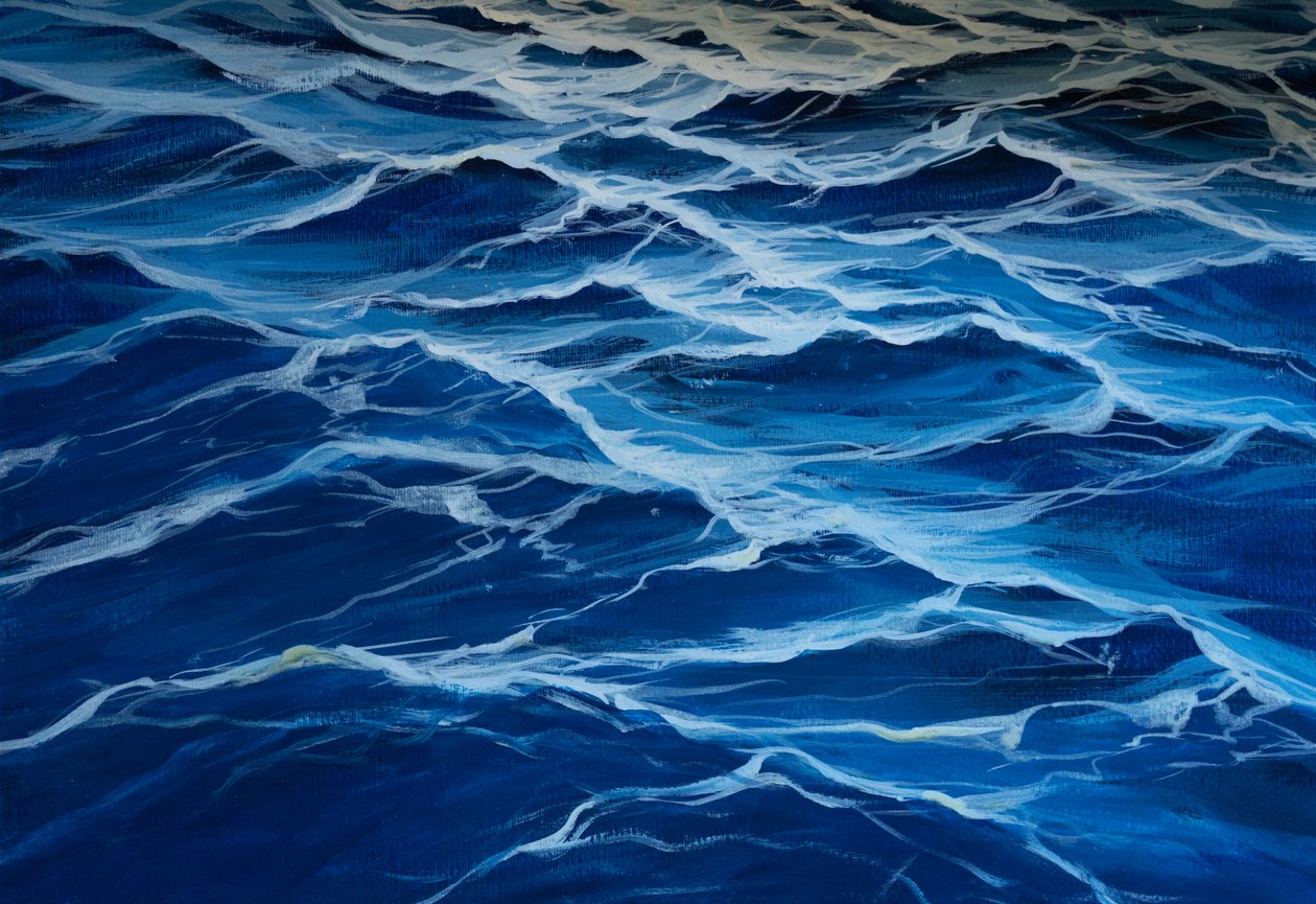 Błękitne morze, 2020 (tempera na papierze) autorstwa Jerome Glomaud