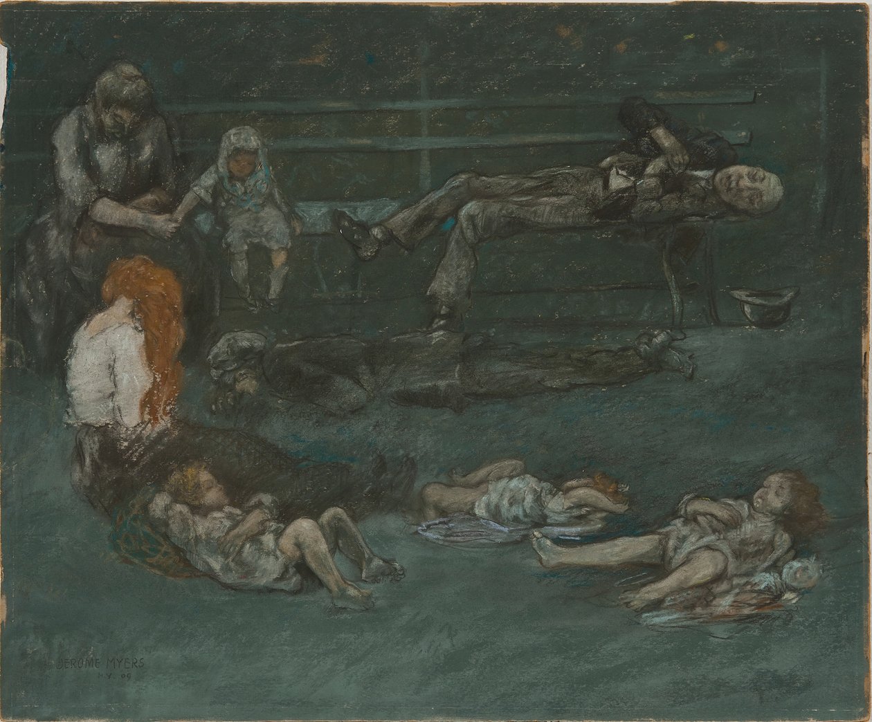 Ławka parkowa w nocy, 1909. autorstwa Jerome Myers