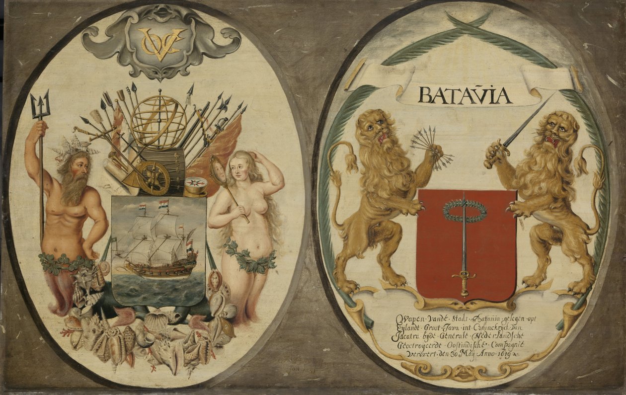 Ramiona Holenderskiej Kompanii Wschodnioindyjskiej i miasta Batavia, 1651 autorstwa Jeronimus Becx