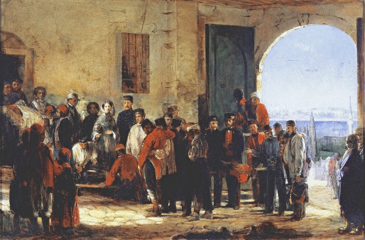Wojna krymska: pielęgniarka Florence Nightingale w szpitalu Scutari w Turcji, 1856 autorstwa Jerry Barrett