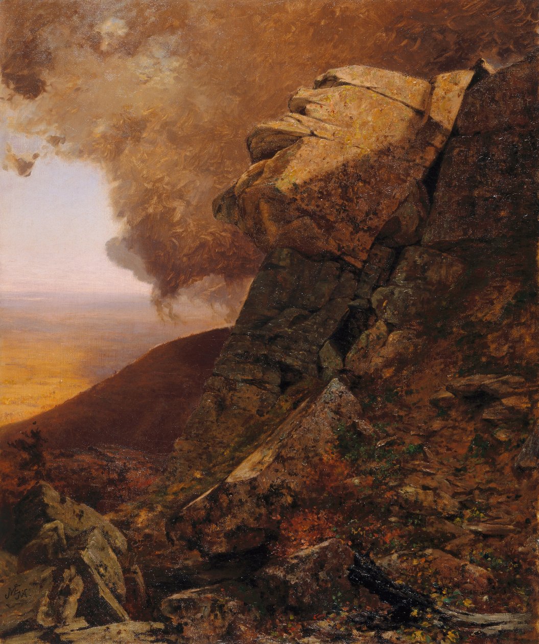 Klif w Catskills autorstwa Jervis McEntee