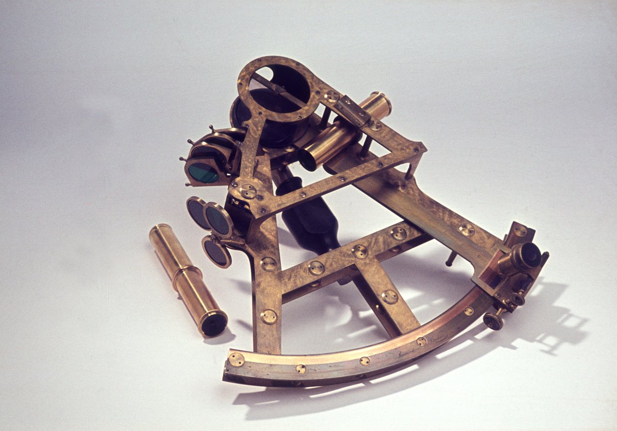 Sekstant mostkowy z podwójną ramą, ok. 1780 (mosiądz i drewno) autorstwa Jesse Ramsden