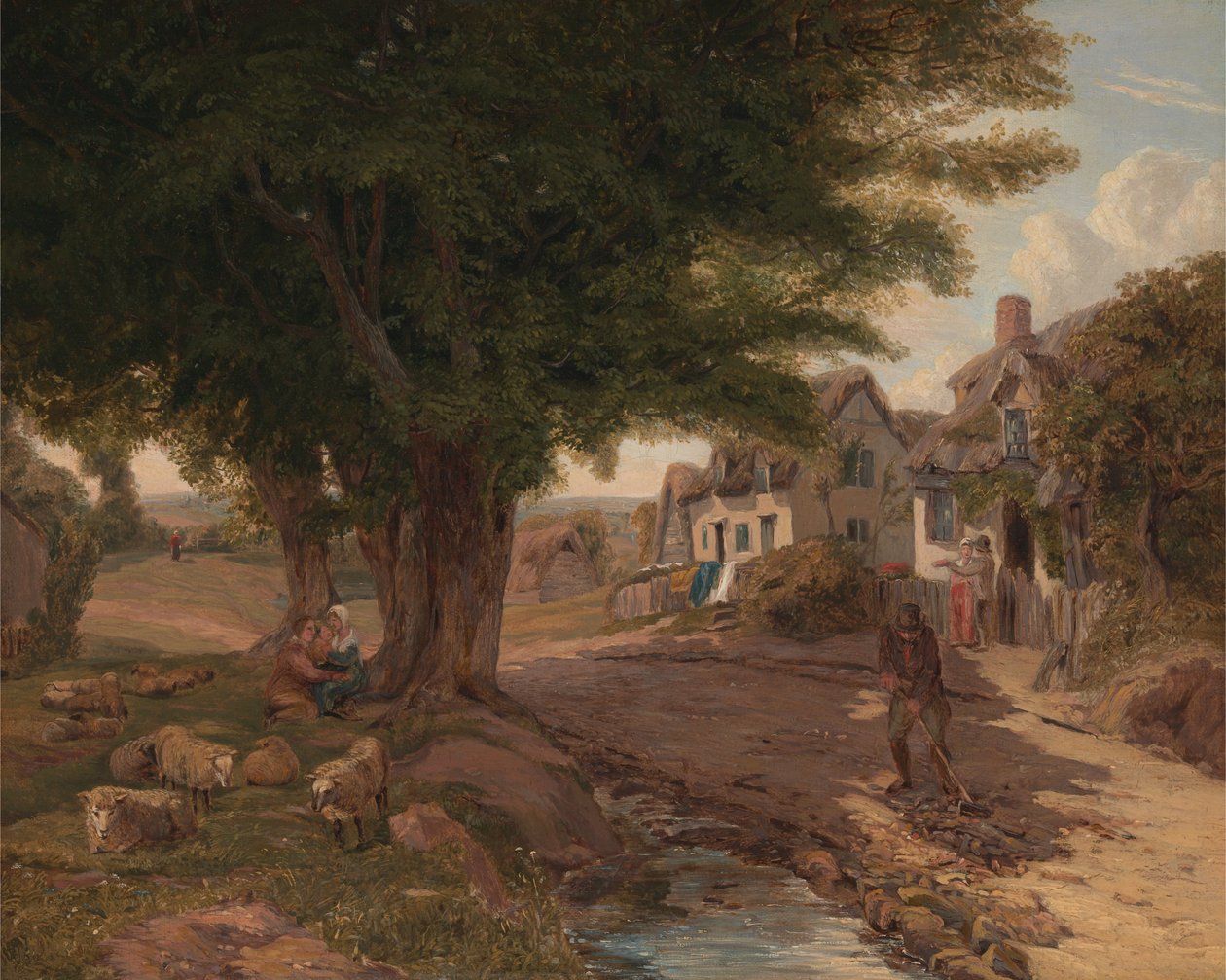Scena w wiosce (prawdopodobnie Colickey Green, Essex) autorstwa Jessica Landseer