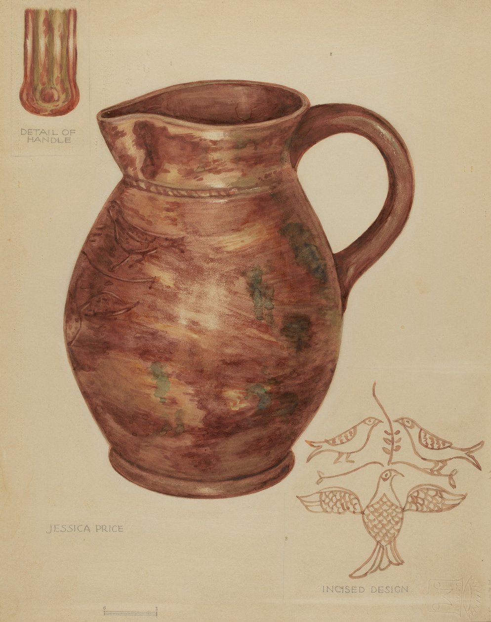 Czerwony ceramiczny dzban autorstwa Jessica Price