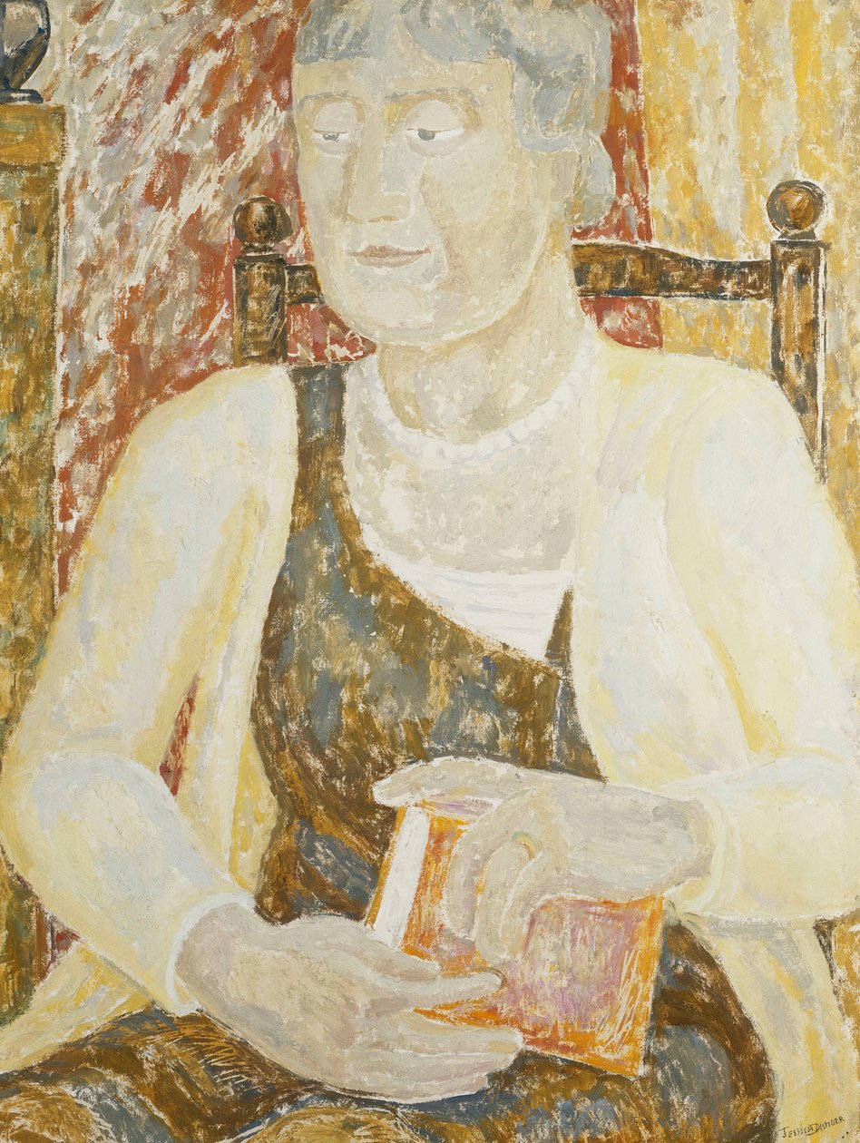 Portret pani Ody trzymającej książkę autorstwa Jessica Stewart Dismorr