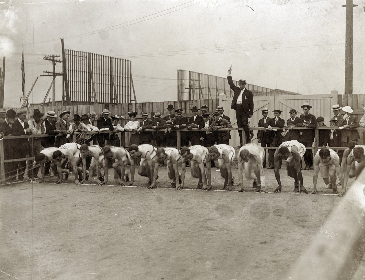Igrzyska Olimpijskie - Start biegu na 400 metrów na Igrzyskach Olimpijskich 1904 autorstwa Jessie Tarbox Beals