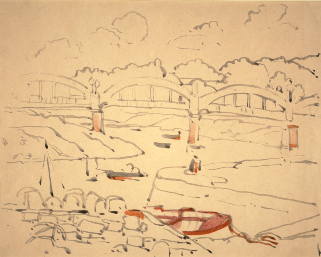Ilustracja do „Księgi mostów”, ok. 1911 (akwarela i tusz na papierze) autorstwa Jessie Marion King