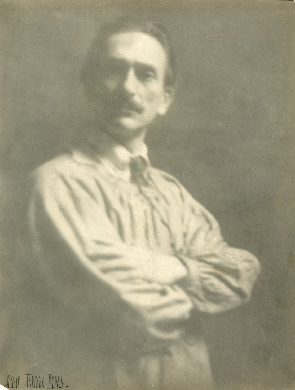 Rzeźbiarz Frank Chamberlin z ? Pasadena, dawniej 292 Fifth Ave, wynajmowałem jego studio, ok. 1918-20 autorstwa Jessie Tarbox Beals