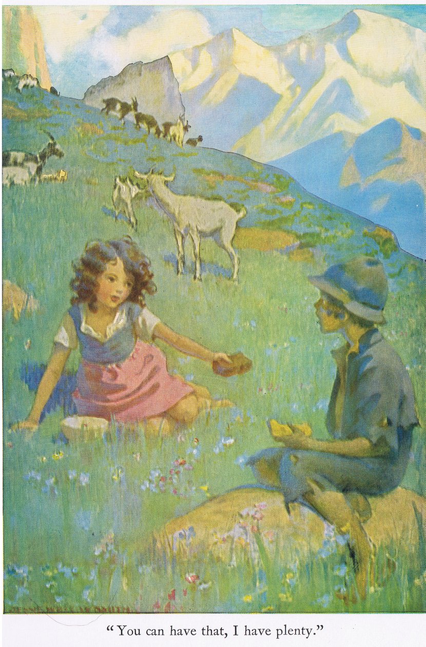 „Możesz to mieć, mam dużo”, ilustracja z „Heidi” (kolor lito) autorstwa Jessie Willcox Smith