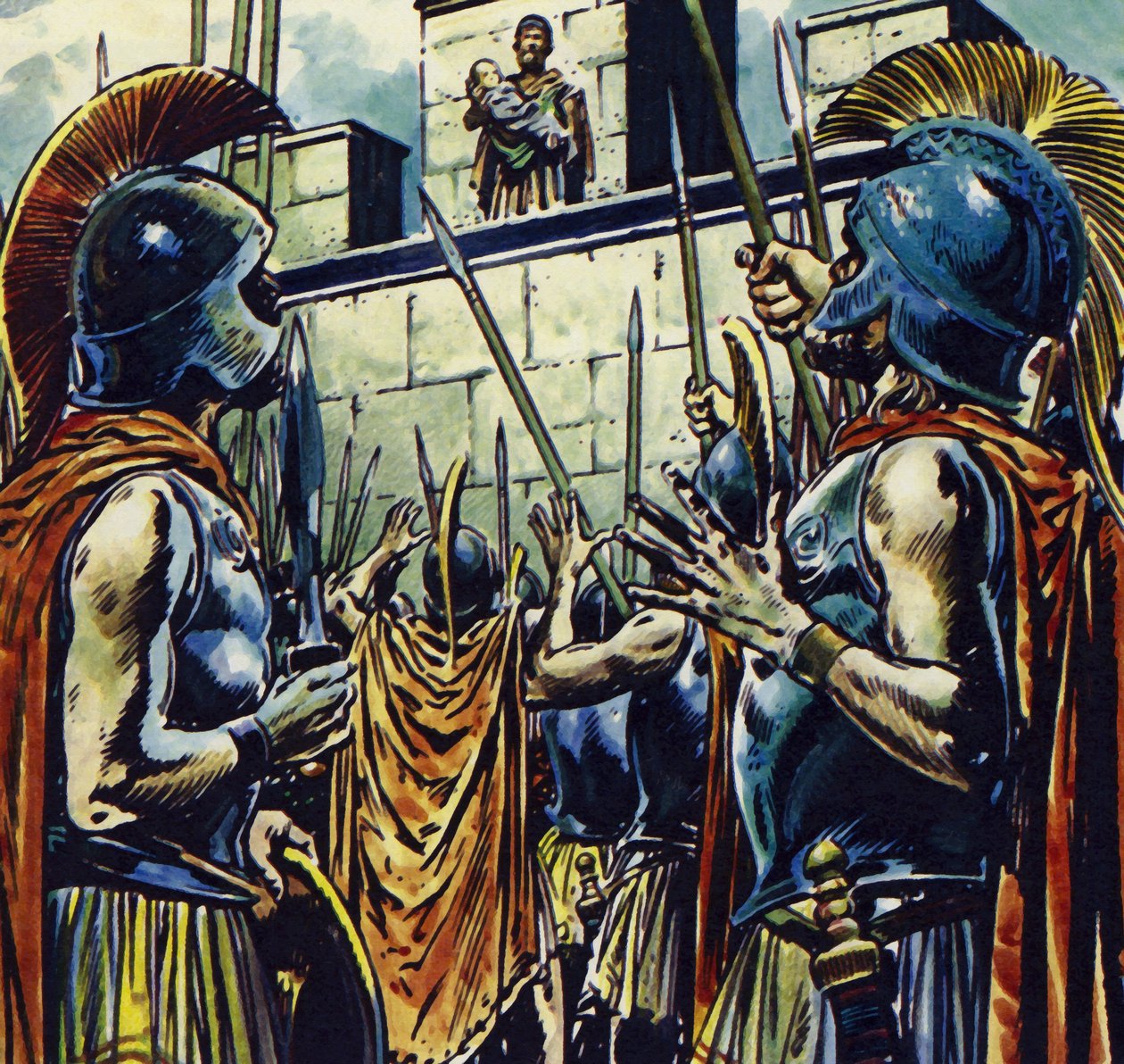 Aleksander Wielki był synem Filipa II Macedońskiego (kolorowa litografia) autorstwa Jesus Blasco