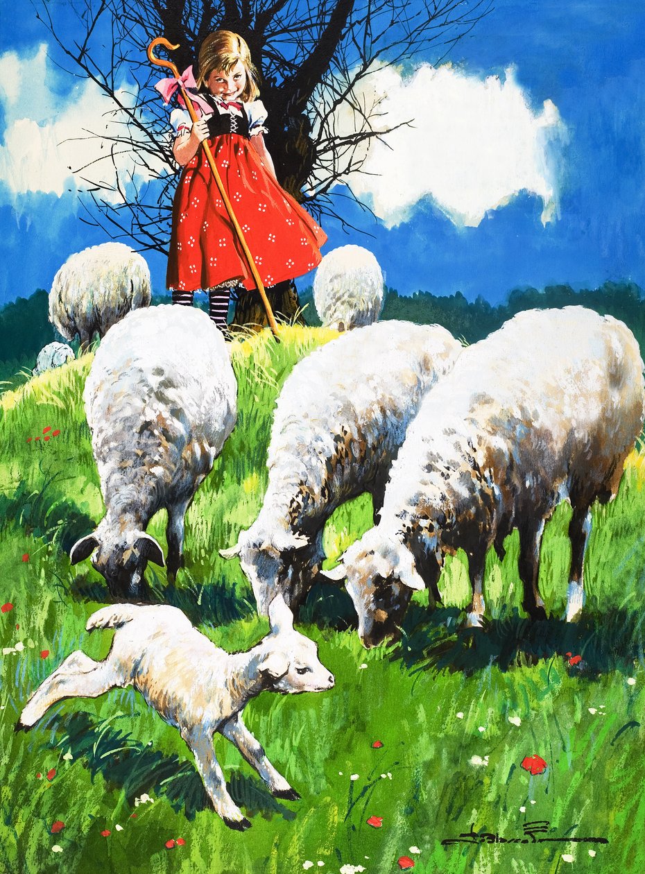 Mała Bo Peep (gwasz na papierze) autorstwa Jesus Blasco