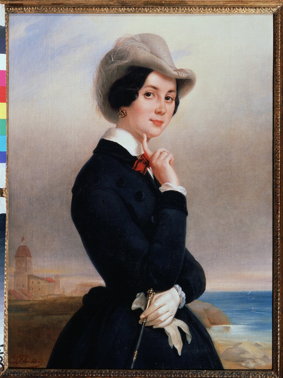 „Portret rosyjskiej aktorki Very Michurina-Samoylova (Samoylova) (1866-1948)” Obraz Eugene Pluchart (1809-1880) około 1840 Muzeum Tropinin (Tropinin) Moskwa, Rosja autorstwa Jewgenij Alexandrowitsch Pluchart