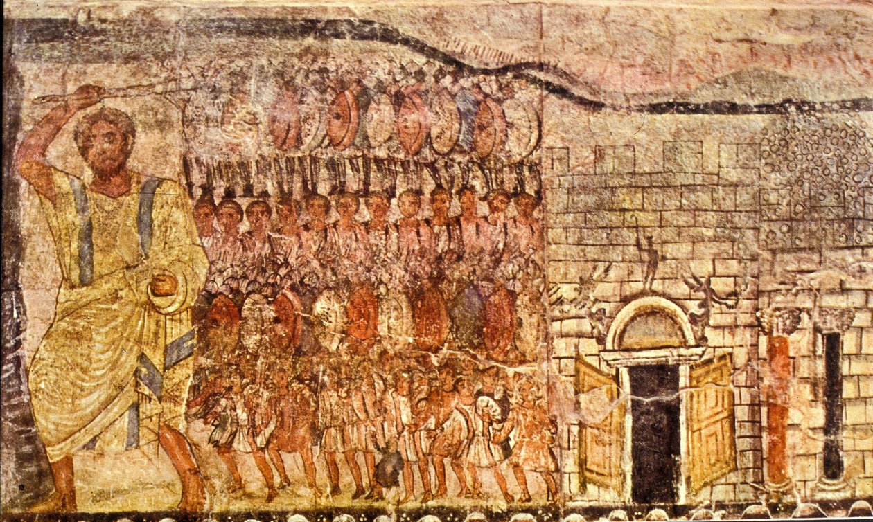 Exodus i przejście przez Morze Czerwone (tempera na tynku) autorstwa Jewish School