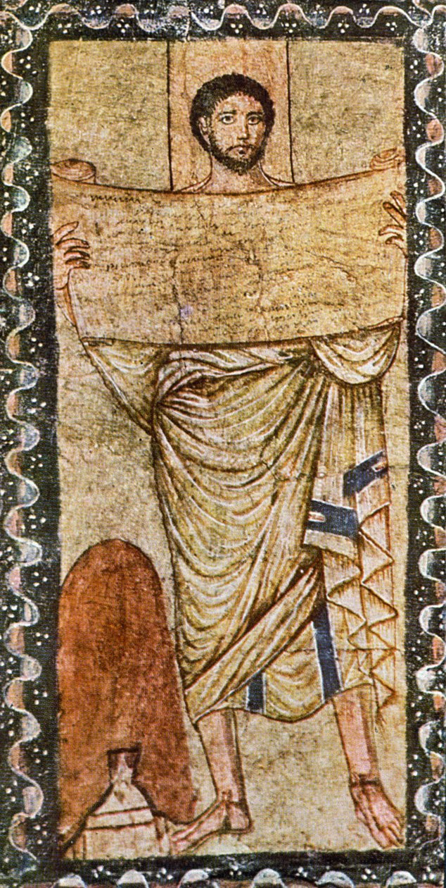 Ezra czyta prawo (tempera na tynku) autorstwa Jewish School