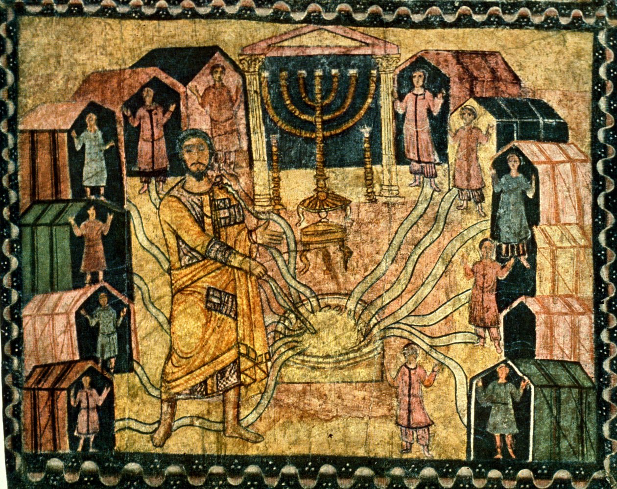Obozowisko przy Piwie i Cudowna Studnia (tempera na tynku) autorstwa Jewish School