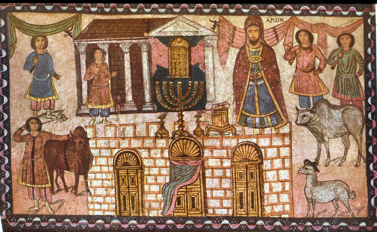 Tabernakulum i jego kapłani (tempera na gipsie) autorstwa Jewish School