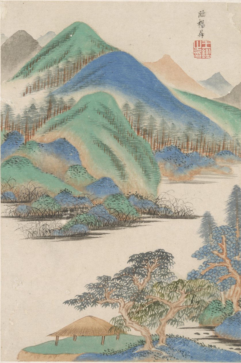 Krajobraz w stylu różnych dawnych mistrzów: w stylu Yang Sheng, 1669 autorstwa Wang Jian