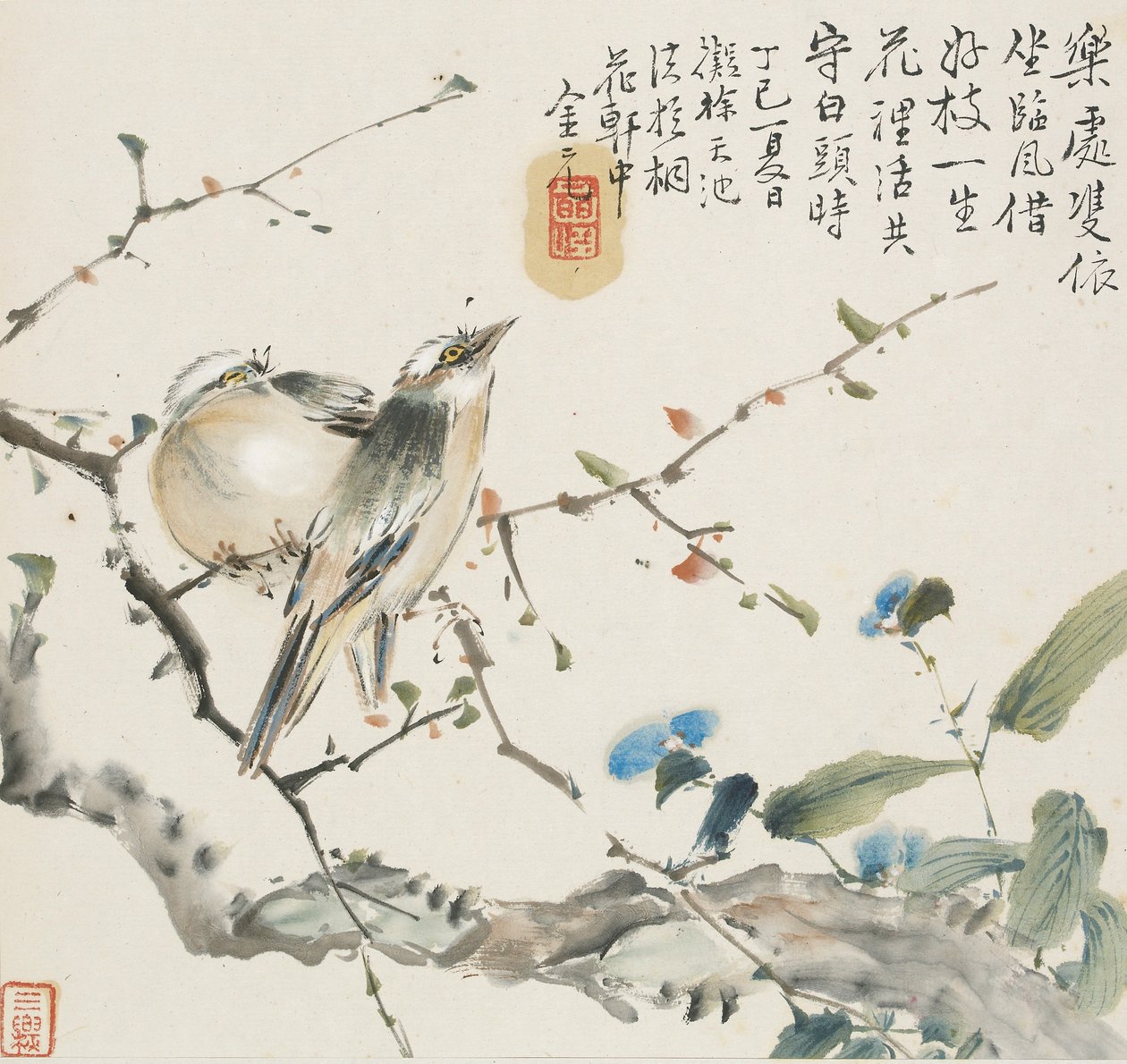 Para chińskich ptaków Bulbul, 1857 autorstwa Jin Yuan
