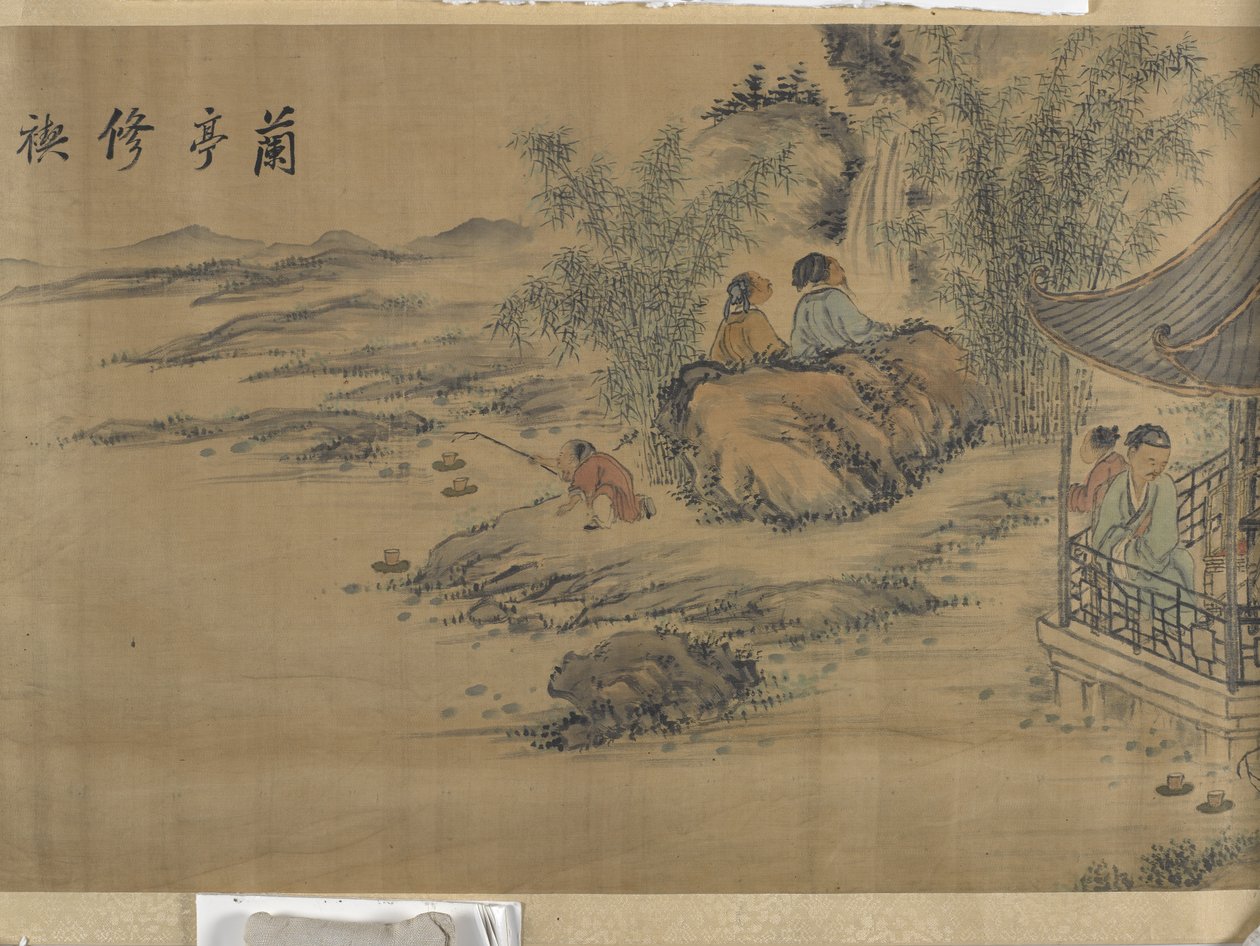 Gathering At The Lanting Orchid Pavilion (atrament i kolor na satynie) autorstwa Jiuru Chen