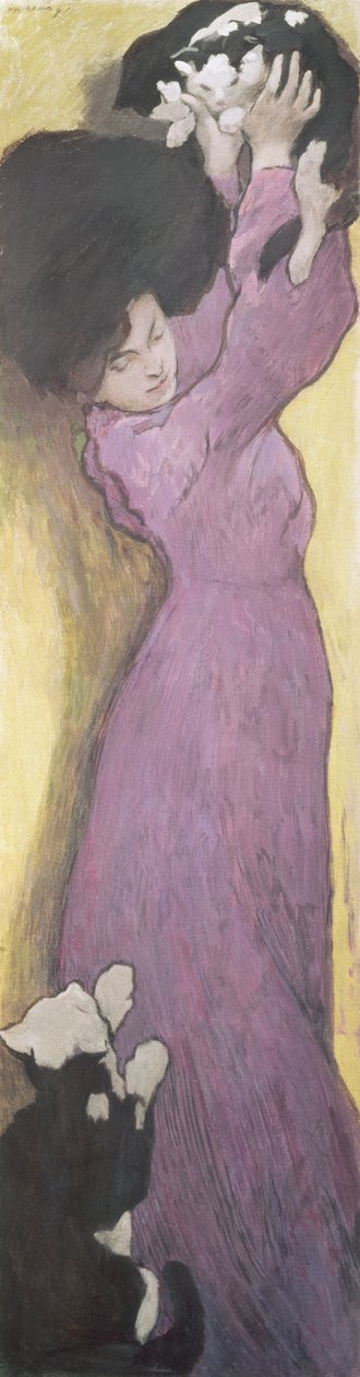 Kobieta z kotami (pastel) autorstwa János Vaszary
